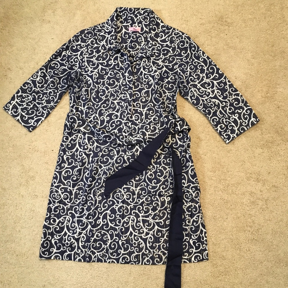 Lilly Pulitzer shirt dress with gold thread